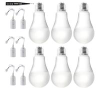 Lot de 6 ampoules LED E27 6500 K avec 6 douilles E27 + testeur de tension VDE : douille de rechange E27 ampoule LED 15 W E27 mat, douille de montage avec câble, couleur blanc froid