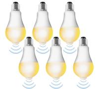 Lot de 6 ampoules LED E27 avec détecteur de mouvement - 12 W - Capteur PIR - Blanc chaud - 3000 K - Capteur de lumière - Ampoule à économie d'énergie pour couloir, garage, escalier, balcon
