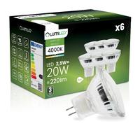 Lot de 6 ampoules LED GU4 MR11 2,5 W 4000 K 220 lm Lumiled