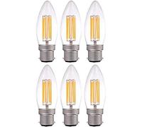 Lot de 6 ampoules LED vintage Edison C35-6W à filament C35-6W, culot B22, blanc chaud transparent 2700 K, 220 VAC, intensité variable (équivalent à 50 W)