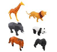 Lot de 6 Animaux de La Ferme, Figurine Animaux, Animaux de La Jungle, Créatures Sauvages, Figurines d'animaux Réalistes, Orang-Outan, Girafe, Cheval, Panda, éléphant, Lion, 3 Ans Plus