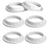 Lot de 6 anneaux d'abat-jour pour douille E27/E26, anneaux de retenue pour abat-jour en verre, blanc (diamètre extérieur 58 mm, diamètre intérieur 38 mm)