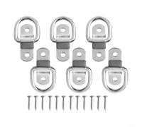 Lot de 6 anneaux d'ancrage en D avec 12 vis M5 25 mm pour camion, bateau, remorque, kayak pour applications de fixation robustes (blanc)