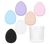 Lot de 6 applicateurs de maquillage hydrophiles réutilisables en cuir PU, outils cosmétiques doux et portables pour poudre de visage, de teint, crème BB et CC