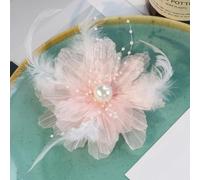 Lot de 6 appliques florales avec perles, plumes, organza, fleurs, patchs brodés à coudre décoratifs, pour bricolage, artisanat, accessoires de cheveux, décoration de vêtements, rose