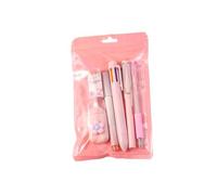 Lot de 6 articles de papeterie scolaires pour étudiants : stylo gel rétractable, surligneur, gomme, crayon, ruban correcteur