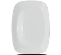 Lot de 6 assiette plate à dessert, plat de service rectangulaire en verre - Longueur 21.7 x Profondeur 16.3 cm -JUANIO - blanc G
