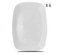 Lot de 6 assiette plate à dessert, plat de service rectangulaire en verre - Longueur 21.7 x Profondeur 16.3 cm