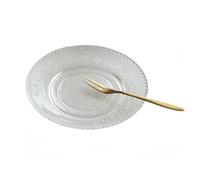 Lot de 6 assiettes à dîner vintage en verre - Assiettes à dessert transparentes en relief, empilables et peu encombrantes pour fêtes, collations, salades