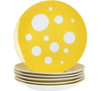 lot de 6 assiettes à gâteaux Pula jaune Porcelaine 6 pers Assiette à dessert Petit déjeuner Points
