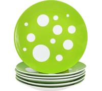 lot de 6 assiettes à gâteaux Pula vert à pois Porcelaine 6 pers Assiette à dessert Petit déjeuner à pois