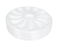Lot De 6 Assiettes A Huitres 12 Compartiments +1 Pour Le Citron, Sauce. Fabrication Française Made In France A Base De Polypropylène Pour La Maison, Le Restaurant, Diamètre 30.5 Cm Couleur Blanc