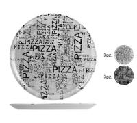 Lot De 6 Assiettes à Pizza en Porcelaine, Déco Ortolano, Diamètre 33 CM Blanc