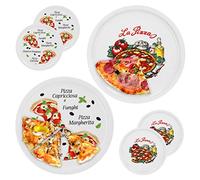 Lot de 6 assiettes à pizza Napoli et Margherita en porcelaine de 30,5 cm - Beau motif - Pour pâtes/pizza - Convient aux faims de loup ou aux buffets