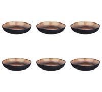 Björn, Collection Iris, Lot de 6 Assiettes Creuses en Grès avec Email Réactif, Dégradé Beige et Marron - Compatible Micro-ondes et Lave-vaisselle