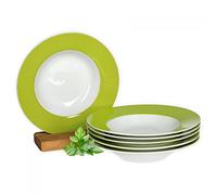 Lot de 6 assiettes creuses Van Well en porcelaine, coloris au choix. vert