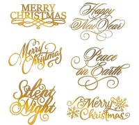 Lot de 6 assiettes de Noël en aluminium chaud « Merry Christmas » et « Happy New Year » - Peace on Earth - Pour bricolage, scrapbooking, gaufrage, cartes, loisirs créatifs, loisirs créatifs, loisirs