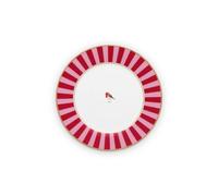 Lot de 6 Assiettes dessert Love Birds Bande Rouge/Rose - 21cm Pip Studio