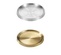 Lot de 6 Assiettes en Acier Inoxydable 14cm - 3 Dorées + 3 Argentées - Assiettes Plates Rondes pour Cuisine, Camping, Pique-nique, Fête - Service de Table Élégant et Moderne
