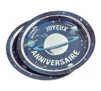 Lot de 6 Assiettes en Carton "Espace II" 18cm Bleu Bleu G