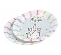 Lot de 6 Assiettes en Carton Licorne II 18cm Bleu Bleu G