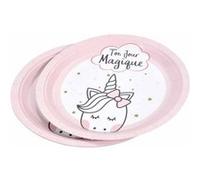 Lot de 6 Assiettes en Carton "Licorne II" 23cm Rose Rose