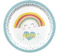 Lot de 6 Assiettes en Carton "Nuage Rainbow" 18cm Blanc Blanc G