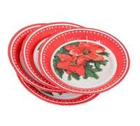 Lot de 6 Assiettes en Carton Poinsettia 23cm Rouge Rouge G