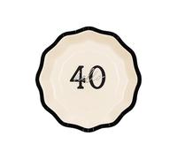 Lot de 6 assiettes jetables en carton Motif nœud Hello 40 ans