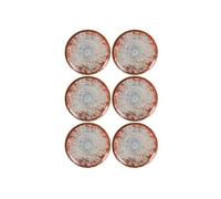 Lot de 6 assiettes LUNA rondes, plats de presentation de Table pour desserts, salades et gâteaux en Porcelaine multicolore - -