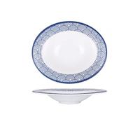 Lot de 6 assiettes ovales YABA 369g , plat de service creuses raffiné en porcelaine bleu foncé en style japonais - Dimension:29 x 24,5 x 5 cm Bleu