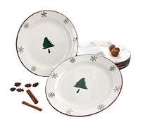 Lot de 6 assiettes plates avec flocons de neige et sapin de Noël I pour 6 personnes I rôti, crampons I Noël I X-Mas I dîner de fête I Assiettes plates I Porcelaine