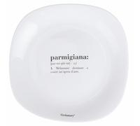 Lot de 6 assiettes plates carrées 28 x 28 cm en verre opale, Victionary Parmigiana
