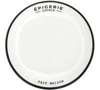 Lot de 6 Assiettes Plates Épicerie 20cm Porcelaine Blanc Blanc