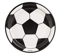 Lot de 6 assiettes plates jetables en carton de Ø 23 cm sur le thème du football - Décoration de fête de football, décoration de table de football, décoration de football (assiette Ø 23 cm)