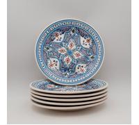 Lot de 6 assiettes plates Marocain turquoise - D 24 cm