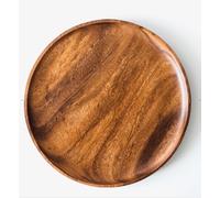 Lot de 6 Assiettes Plates Rondes 25 cm en Bois de Noyer Massif - Vaisselle en Bois Naturel, Service de Table Élégant et Durable, Fabrication Artisanale Marocaine