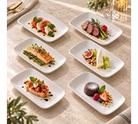 Lot de 6 Assiettes Rectangulaires en Mélamine pour Desserts et Sushis | Design incassable et léger, parfait pour la maison ou le restaurant. Servez fruits et apéritifs en toute simplicité.