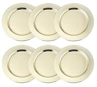 Lot de 6 assiettes rondes en acier inoxydable - Assiettes de service élégantes pour table à manger ou décoration d'intérieur