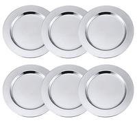 Lot de 6 assiettes rondes en acier inoxydable - Assiettes de service élégantes pour table à manger ou décoration d'intérieur