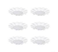 Lot de 6 assiettes rondes en mélamine - Blanc - 16 cm - Bords ondulés décoratifs - Forme florale - Stables et légères - Passe au lave-vaisselle - Pour apéritifs, salade, collations, restauration