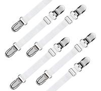 Lot de 6 Attaches élastiques pour Housse de Repassage, Support d'angle de lit, Sangle de canapé, Pinces de Nappe, Clips de Bottes, Sangles de Jambe, Clips de Bottes pour Jeans (Blanc)