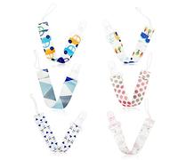 Lot de 6 attaches-sucette en tissu chaîne de tétine pour nouveau-né Baby Shower Essential attache-sucette pour garçons et filles