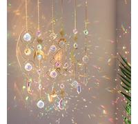 Lot de 6 attrape-soleil colorés à suspendre avec chaîne et boules de cristal pour fenêtre, maison, jardin, Noël, fête, mariage
