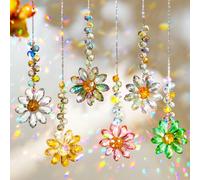 Lot de 6 Attrape Soleil Cristal Capteur a Suspendre Fleur Suspendu Arc-en-Ciel Suncatcher Pendentif Capteur pour Fenêtre Chambre et Jardin Noël Jour de fête Mariage