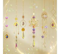 Lot de 6 Attrape Soleil Cristal Suspendu Motif Lotus Lune Suncatcher