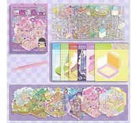 Lot de 6 autocollants 3D de grande taille - Livre de scènes - Dessin animé - Créez votre propre mini maison magique - Boîte à musique pour enfants et adultes - Thérapie - Soulagement du stress
