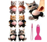Lot de 6 autocollants 3D en forme de chat doux et mignons, avec motifs amusants, autocollants d'animaux de dessin animé, accessoires d'artisanat pour faciles à utiliser, autocollants