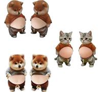 Lot de 6 autocollants 3D pour ventre de chien et de chat, autocollants 3D en forme d'animal Shiba Inu, protection du ventre souple anti-collision