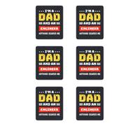 Lot de 6 autocollants : 50 mm - Inscription humoristique « I'm a Dad and an Engineer NOTHING SCARES ME » - Cadeau de construction mécanique papa